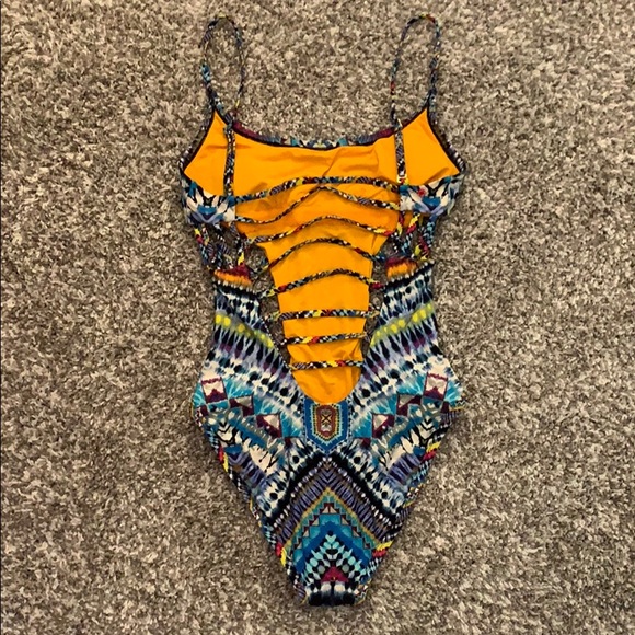 Red Carter Cutout One Piece Swimsuit - Picture 4 of 5